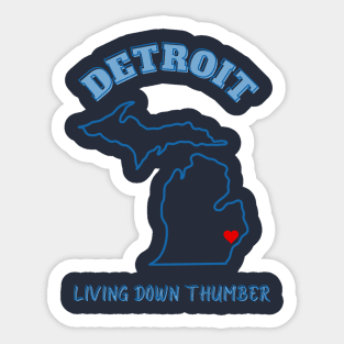 Detroit Down Thumber Sticker